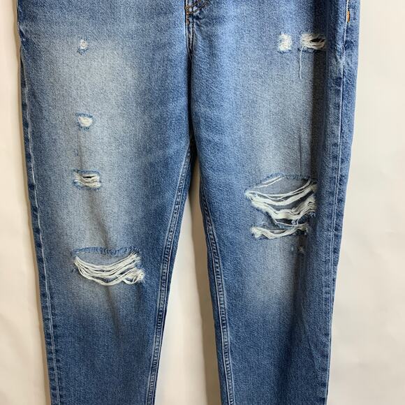 "Girls Bite Back" H&M Jeans Sz 6 Distressed Straight Leg Raw Hem - Picture 9 of 10